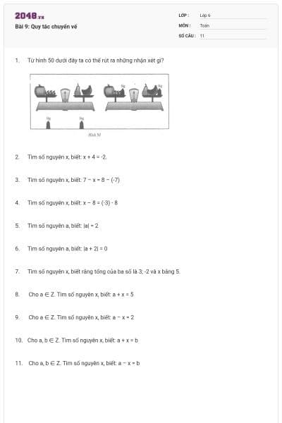 Bài 9: Quy tắc chuyển vế