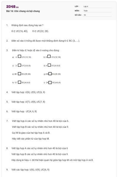 Bài 16: Ước chung và bội chung