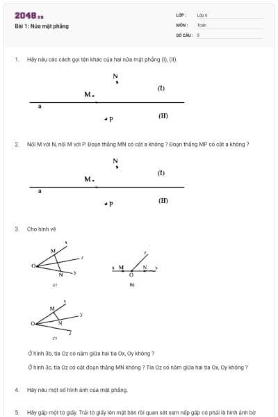 Bài 1: Nửa mặt phẳng