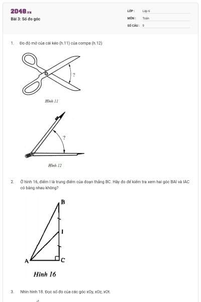 Bài 3: Số đo góc