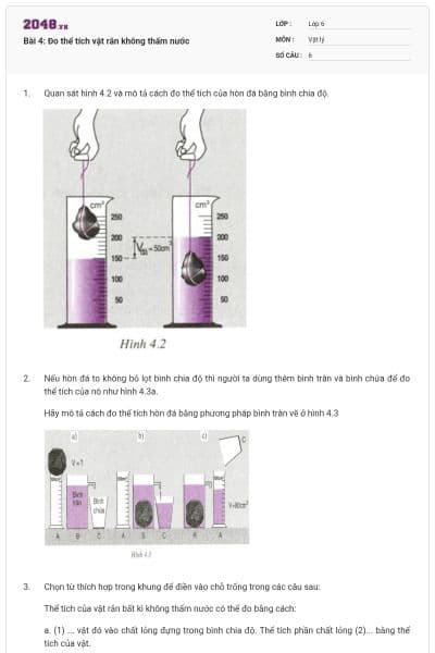 Bài 4: Đo thể tích vật rắn không thấm nước