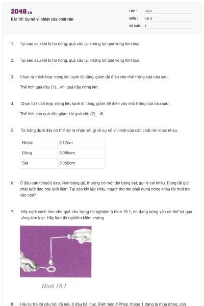 Bài 18: Sự nở vì nhiệt của chất rắn