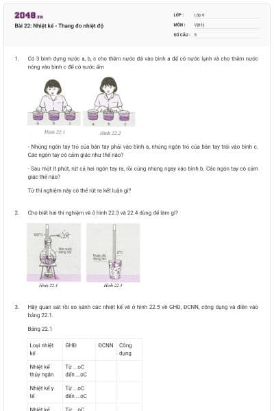 Bài 22: Nhiệt kế - Thang đo nhiệt độ
