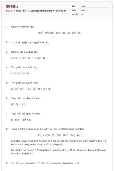 Giải VTH Toán 7 KNTT Luyện tập chung trang 44 có đáp án