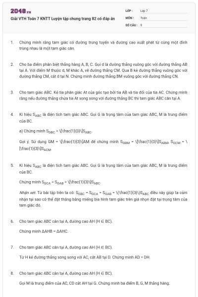 Giải VTH Toán 7 KNTT Luyện tập chung trang 82 có đáp án