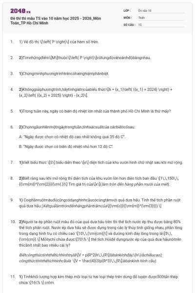 Đề thi thi mẫu TS vào 10 năm học 2025 - 2026_Môn Toán_TP Hồ Chí Minh