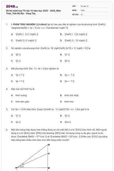 Đề thi minh họa TS vào 10 năm học 2025 - 2026_Môn Toán_Tỉnh Bà Rịa - Vũng Tàu