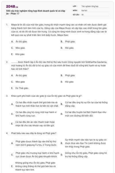 500 câu trắc nghiệm tổng hợp Kinh doanh quốc tế có đáp án - Phần 17