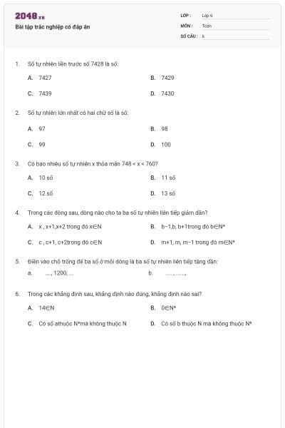 Bài tập trắc nghiệp có đáp án