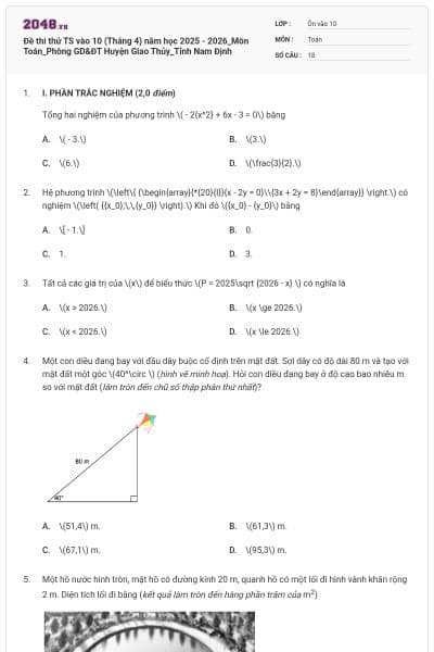 Đề thi thử TS vào 10 (Tháng 4) năm học 2025 - 2026_Môn Toán_Phòng GD&ĐT Huyện Giao Thủy_Tỉnh Nam Định