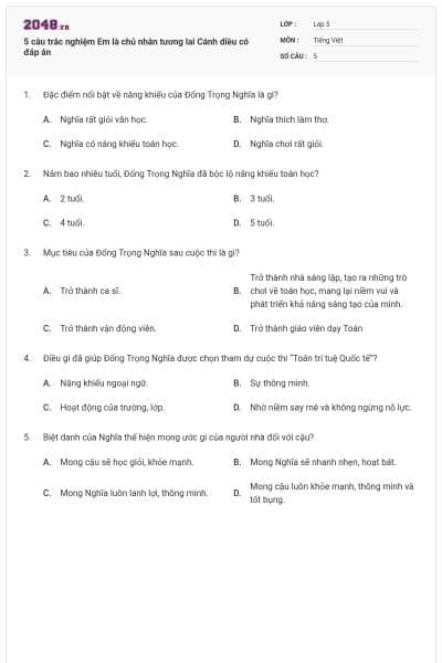 5 câu trắc nghiệm Em là chủ nhân tương lai Cánh diều có đáp án