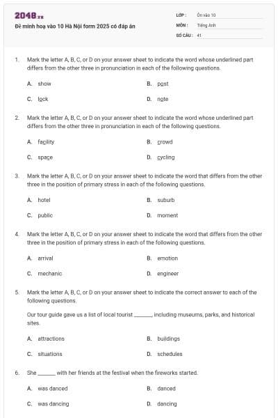Đề minh hoạ vào 10 Hà Nội form 2025 có đáp án
