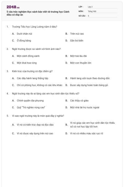 5 câu trắc nghiệm Đọc sách báo viết về trường học Cánh diều có đáp án
