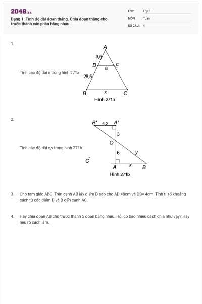 Dạng 1. Tính độ dài đoạn thẳng. Chia đoạn thẳng cho trước thành các phần bằng nhau