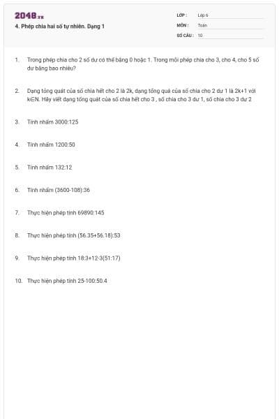 4. Phép chia hai số tự nhiên. Dạng 1