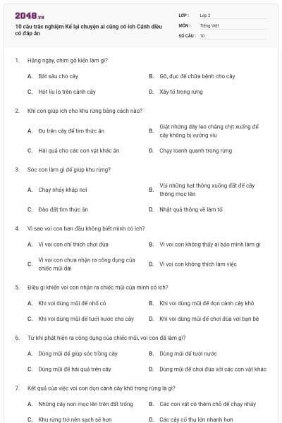 10 câu trắc nghiệm Kể lại chuyện ai cũng có ích Cánh diều có đáp án