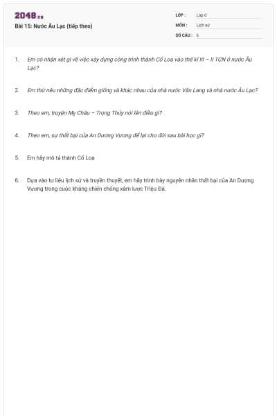 Bài 15: Nước Âu Lạc (tiếp theo)