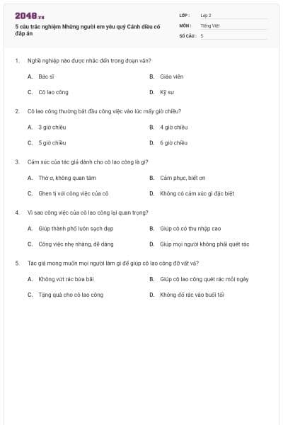 5 câu trắc nghiệm Những người em yêu quý Cánh diều có đáp án