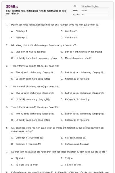 500+ câu trắc nghiệm tổng hợp Kinh tế môi trường có đáp án - Phần 14