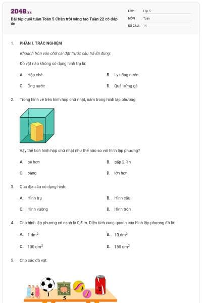 Bài tập cuối tuần Toán 5 Chân trời sáng tạo Tuần 22 có đáp án