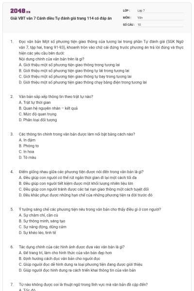 Giải VBT văn 7 Cánh diều Tự đánh giá trang 114 có đáp án