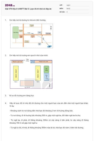 Giải VTH Địa lí 6 KNTT Bài 5: Lược đồ trí nhớ có đáp án