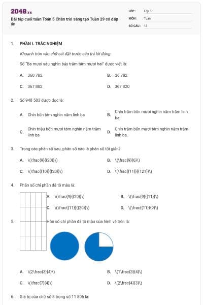 Bài tập cuối tuần Toán 5 Chân trời sáng tạo Tuần 29 có đáp án