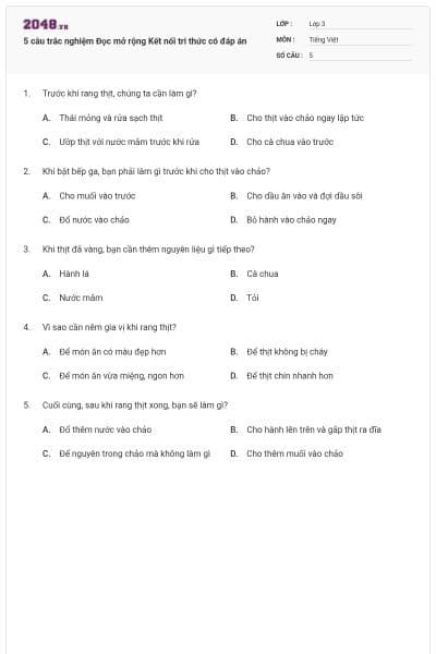 5 câu trắc nghiệm Đọc mở rộng Kết nối tri thức có đáp án