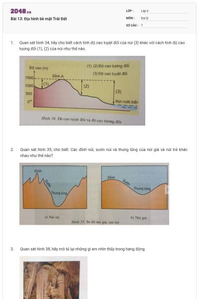 Bài 13: Địa hình bề mặt Trái Đất