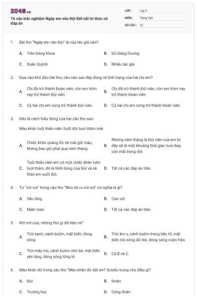 16 câu trắc nghiệm Ngày em vào Đội Kết nối tri thức có đáp án