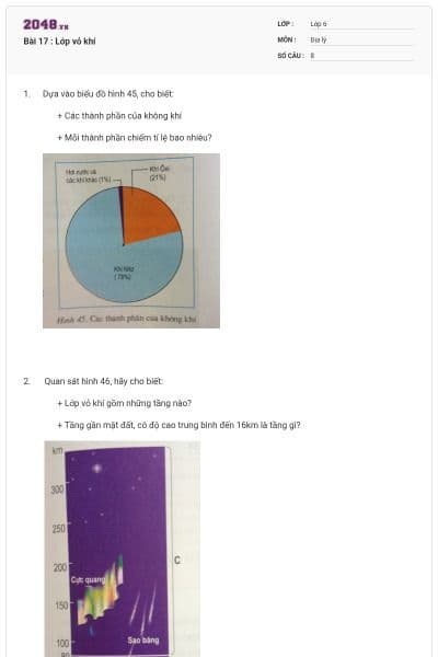 Bài 17 : Lớp vỏ khí