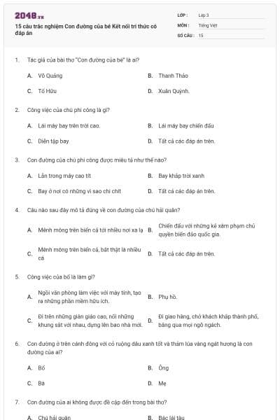 15 câu trắc nghiệm Con đường của bé Kết nối tri thức có đáp án