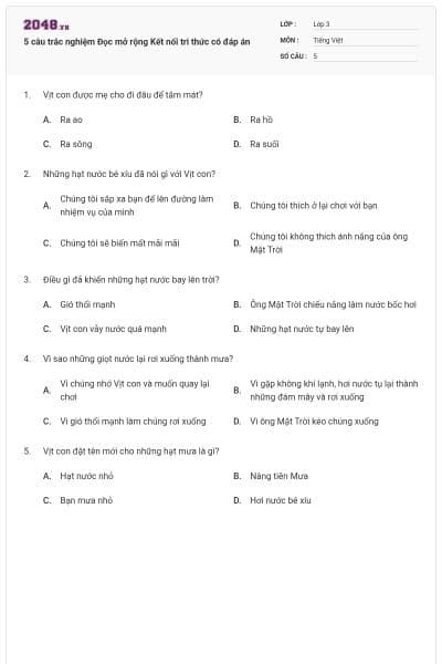 5 câu trắc nghiệm Đọc mở rộng Kết nối tri thức có đáp án