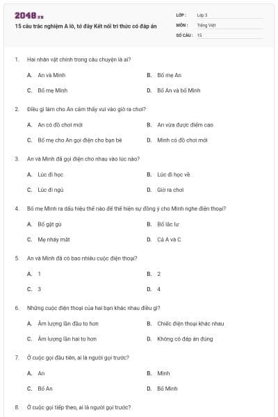 15 câu trắc nghiệm A lô, tớ đây Kết nối tri thức có đáp án