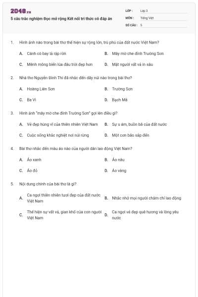 5 câu trắc nghiệm Đọc mở rộng Kết nối tri thức có đáp án