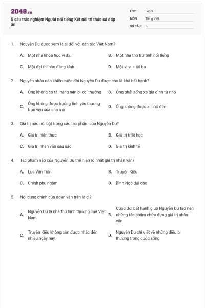 5 câu trắc nghiệm Người nổi tiếng Kết nối tri thức có đáp án