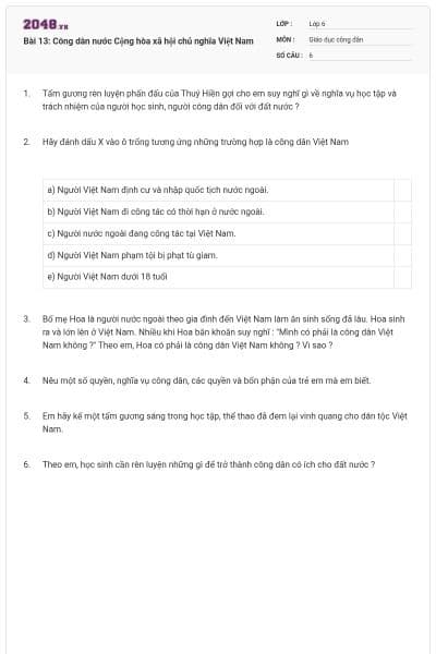 Bài 13: Công dân nước Cộng hòa xã hội chủ nghĩa Việt Nam