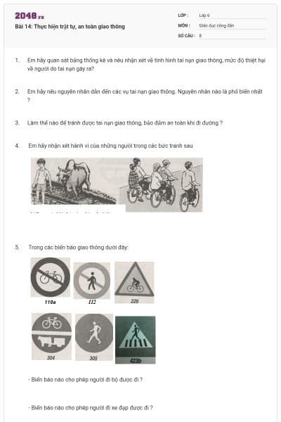 Bài 14: Thực hiện trật tự, an toàn giao thông