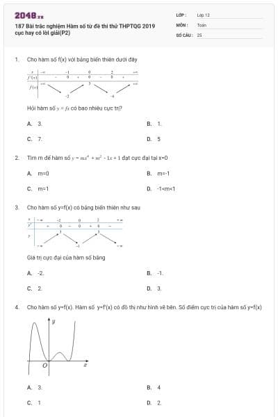 187 Bài trắc nghiệm Hàm số từ đề thi thử THPTQG 2019 cục hay có lời giải(P2)