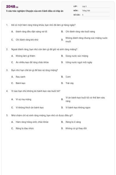 5 câu trắc nghiệm Chuyện của em Cánh diều có đáp án