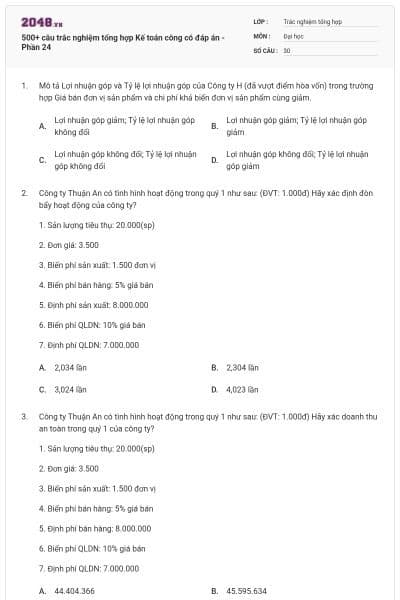 500+ câu trắc nghiệm tổng hợp Kế toán công có đáp án - Phần 24