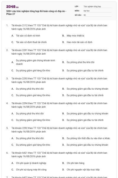 500+ câu trắc nghiệm tổng hợp Kế toán công có đáp án - Phần 27