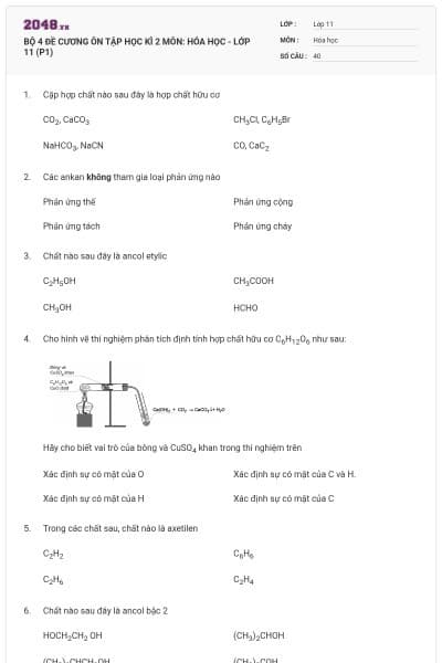 BỘ 4 ĐỀ CƯƠNG ÔN TẬP HỌC KÌ 2 MÔN: HÓA HỌC - LỚP 11 (P1)