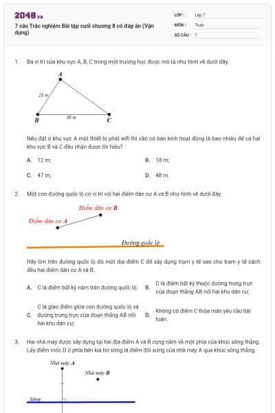 7 câu Trắc nghiệm Bài tập cuối chương 8 có đáp án (Vận dụng)