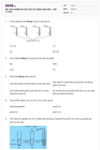 BỘ 4  ĐỀ CƯƠNG ÔN TẬP HỌC KÌ 2 MÔN: HÓA HỌC - LỚP 11 (P2)