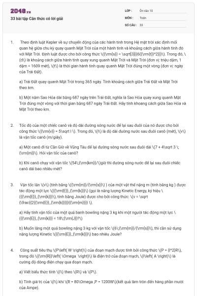 33 bài tập Căn thức có lời giải