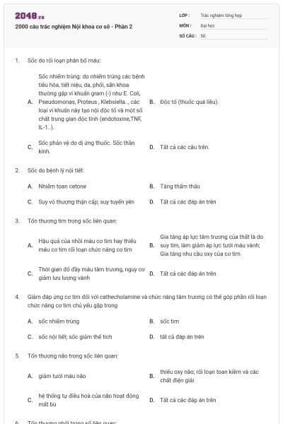 2000 câu trắc nghiệm Nội khoa cơ sở - Phần 2