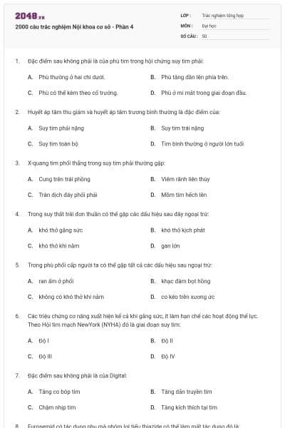 2000 câu trắc nghiệm Nội khoa cơ sở - Phần 4