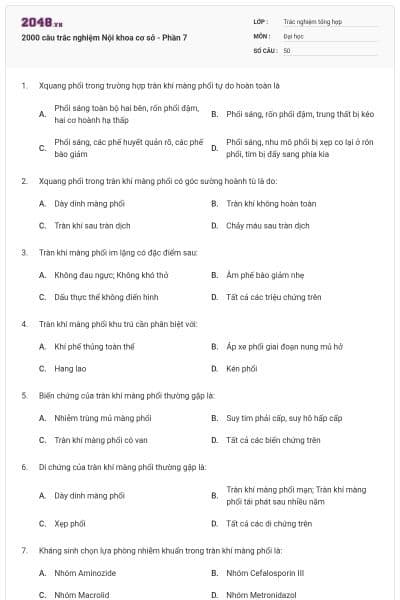 2000 câu trắc nghiệm Nội khoa cơ sở - Phần 7