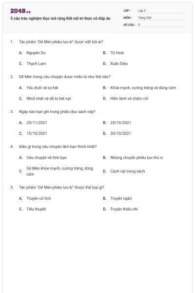 5 câu trắc nghiệm Đọc mở rộng Kết nối tri thức có đáp án